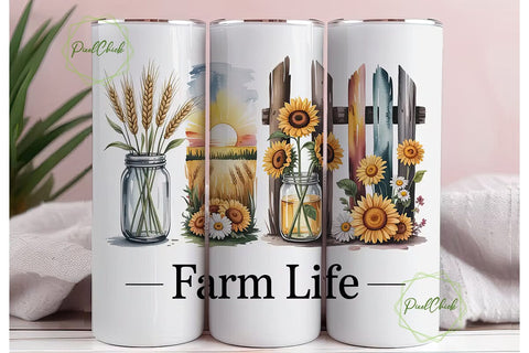 Farm Life 20oz Tumbler Wrap Sublimation PixelChick 