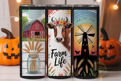 Farm Life 20oz Tumbler Wrap Sublimation PixelChick 