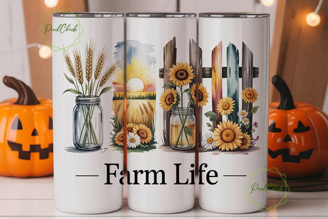 Farm Life 20oz Tumbler Wrap Sublimation PixelChick 