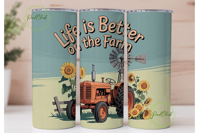 Farm Life 20oz Tumbler Wrap Sublimation PixelChick 