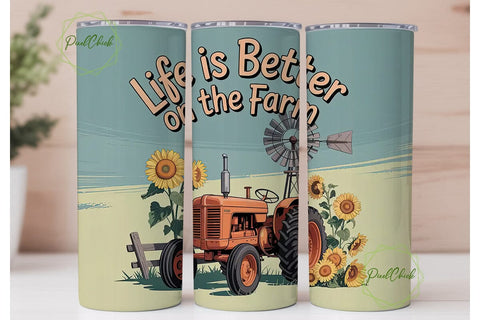Farm Life 20oz Tumbler Wrap Sublimation PixelChick 