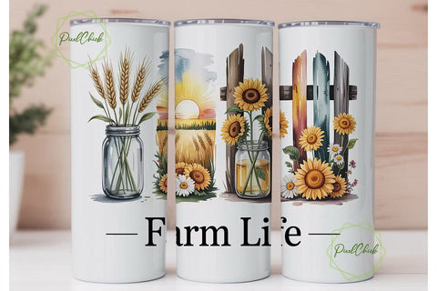 Farm Life 20oz Tumbler Wrap Sublimation PixelChick 