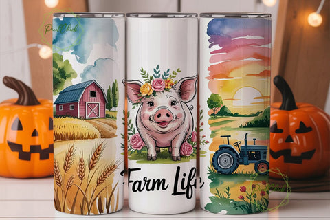Farm Life 20oz Tumbler Wrap Sublimation PixelChick 