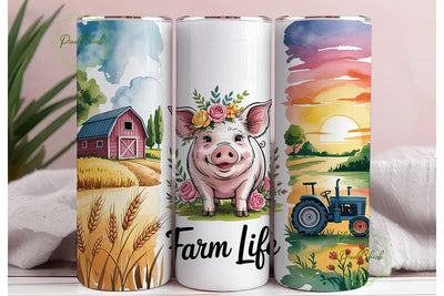 Farm Life 20oz Tumbler Wrap Sublimation PixelChick 