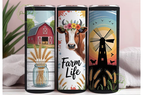 Farm Life 20oz Tumbler Wrap Sublimation PixelChick 