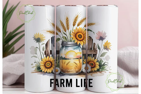 Farm Life 20oz Tumbler Wrap Sublimation PixelChick 