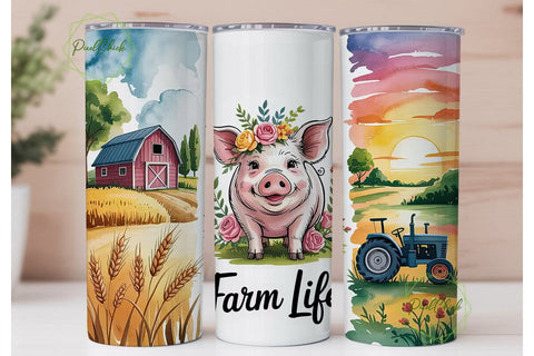 Farm Life 20oz Tumbler Wrap Sublimation PixelChick 