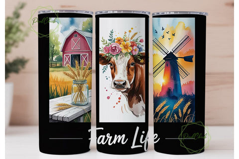 Farm Life 20oz Tumbler Wrap Sublimation PixelChick 