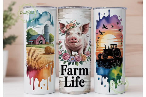 Farm Life 20oz Tumbler Wrap Sublimation PixelChick 