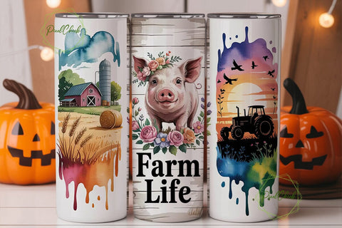 Farm Life 20oz Tumbler Wrap Sublimation PixelChick 