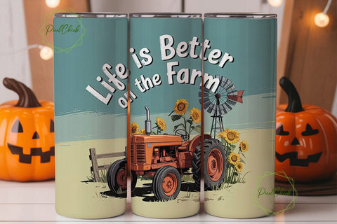 Farm Life 20oz Tumbler Wrap Sublimation PixelChick 