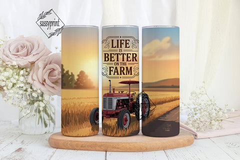 Farm Life 20oz Tumbler Wrap Sublimation sassyprint 