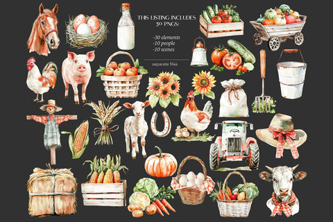 Farm Life Clipart | Animals Images | Summer Farmer Girl SVG GlamArtZhanna 