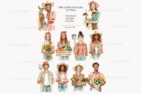 Farm Life Clipart | Animals Images | Summer Farmer Girl SVG GlamArtZhanna 