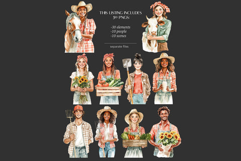 Farm Life Clipart | Animals Images | Summer Farmer Girl SVG GlamArtZhanna 