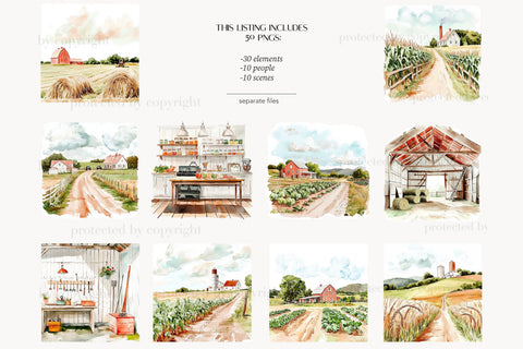 Farm Life Clipart | Animals Images | Summer Farmer Girl SVG GlamArtZhanna 