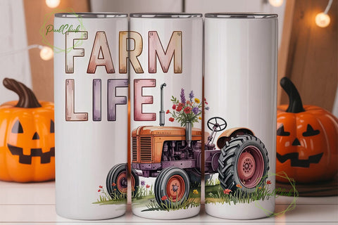 Farm Life Floral Tractor Tumbler Wrap Sublimation PixelChick 
