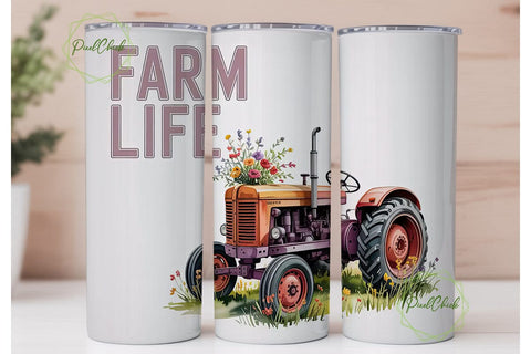 Farm Life Floral Tractor Tumbler Wrap Sublimation PixelChick 