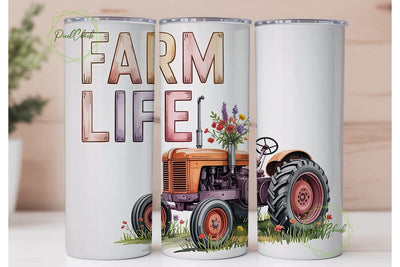 Farm Life Floral Tractor Tumbler Wrap Sublimation PixelChick 