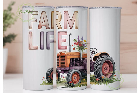 Farm Life Floral Tractor Tumbler Wrap Sublimation PixelChick 
