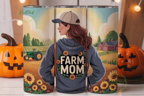 Farm Mom 20oz Tumbler Wrap Sublimation PixelChick 