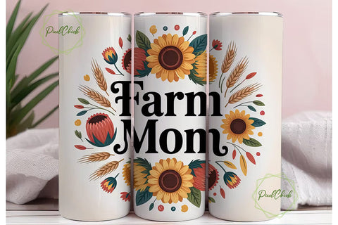 Farm Mom 20oz Tumbler Wrap Sublimation PixelChick 