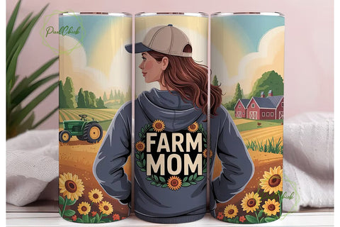 Farm Mom 20oz Tumbler Wrap Sublimation PixelChick 