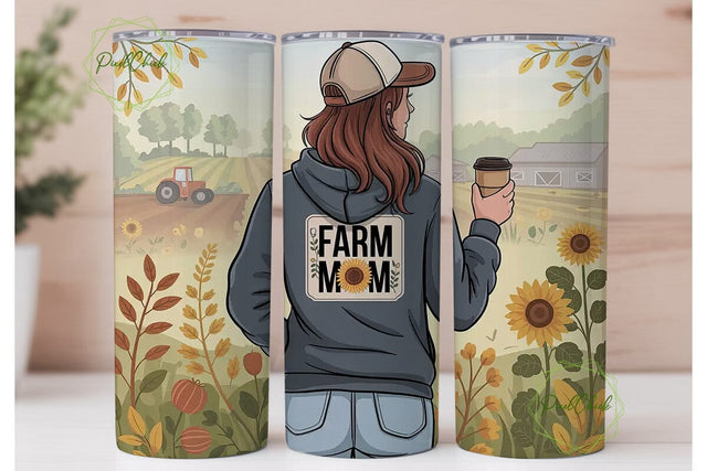 Farm Mom 20oz Tumbler Wrap Sublimation PixelChick 