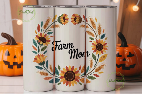 Farm Mom 20oz Tumbler Wrap Sublimation PixelChick 