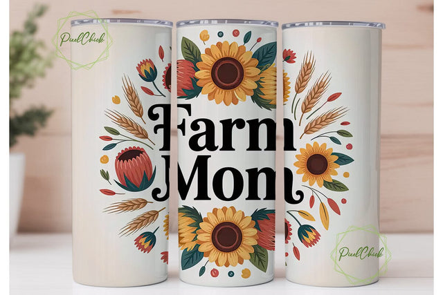 Farm Mom 20oz Tumbler Wrap Sublimation PixelChick 