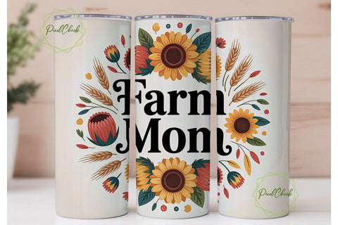 Farm Mom 20oz Tumbler Wrap Sublimation PixelChick 