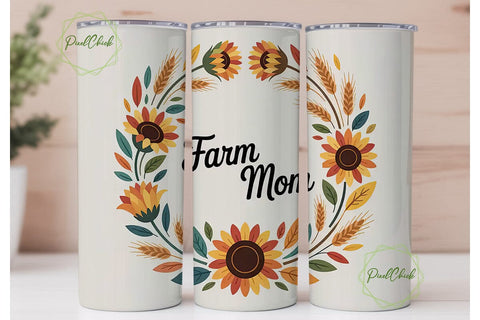 Farm Mom 20oz Tumbler Wrap Sublimation PixelChick 