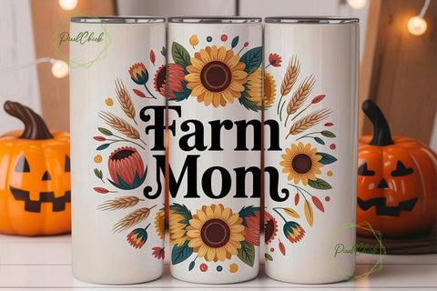 Farm Mom 20oz Tumbler Wrap Sublimation PixelChick 