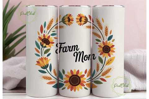 Farm Mom 20oz Tumbler Wrap Sublimation PixelChick 