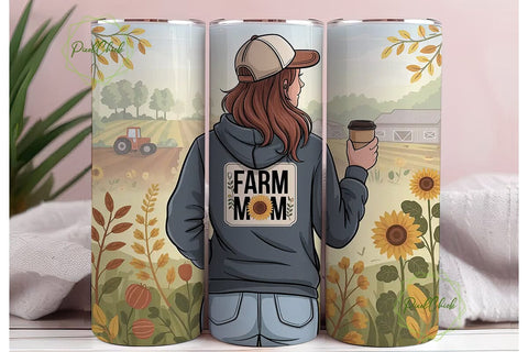 Farm Mom 20oz Tumbler Wrap Sublimation PixelChick 
