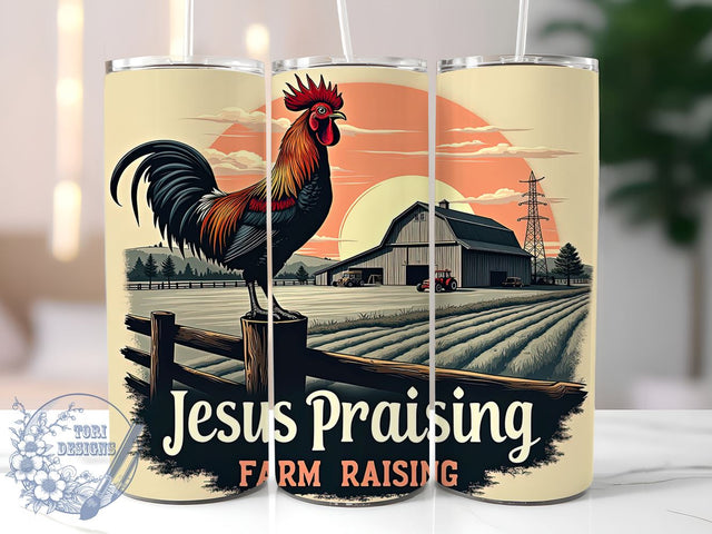 Farm Raising Jesus Tumbler Wrap, Jesus Tumbler, Farm Raising, 20oz Tumbler Wrap, Sublimation Design, Christian Gift, Faith-Based Drinkware, Religious Decor Sublimation ToriDesigns 
