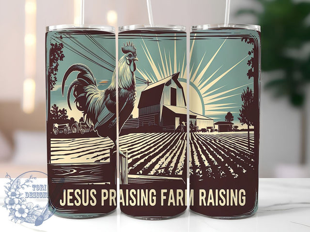 Farm Raising Jesus Tumbler Wrap, Jesus Tumbler, Farm Raising, 20oz Tumbler Wrap, Sublimation Design, Christian Gift, Faith-Based Drinkware, Religious Decor Sublimation ToriDesigns 