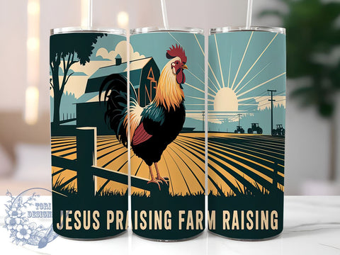 Farm Raising Jesus Tumbler Wrap, Jesus Tumbler, Farm Raising, 20oz Tumbler Wrap, Sublimation Design, Christian Gift, Faith-Based Drinkware, Religious Decor Sublimation ToriDesigns 
