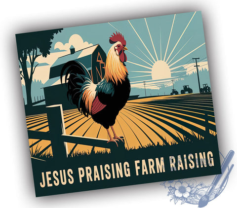 Farm Raising Jesus Tumbler Wrap, Jesus Tumbler, Farm Raising, 20oz Tumbler Wrap, Sublimation Design, Christian Gift, Faith-Based Drinkware, Religious Decor Sublimation ToriDesigns 