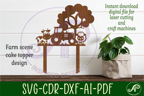 Farm scene cake topper SVG laser cut SVG APInspireddesigns 