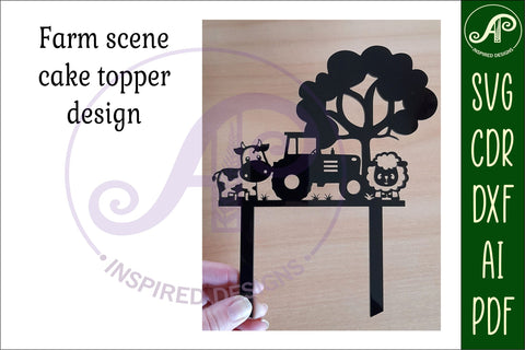 Farm scene cake topper SVG laser cut SVG APInspireddesigns 