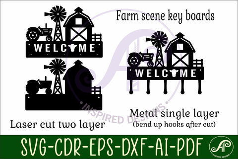 Farm scene Key holder designs SVG APInspireddesigns 