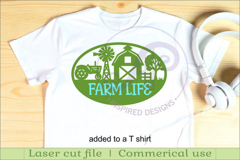 Farm scene themed name sign design for laser cutting SVG APInspireddesigns 