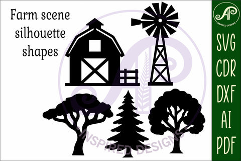 farm silhouette laser cut outs SVG APInspireddesigns 