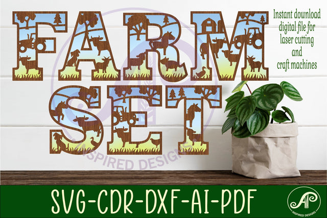 Farm theme alphabet set. 2 layer 59 letters. SVG APInspireddesigns 