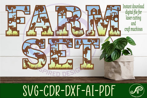 Farm theme alphabet set. 2 layer 59 letters. SVG APInspireddesigns 