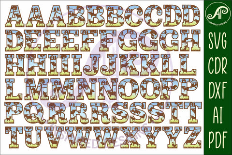 Farm theme alphabet set. 2 layer 59 letters. SVG APInspireddesigns 