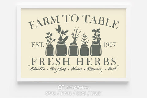 Farm To Table Svg, Herbs Svg, Farmhouse Svg, Market Signage Svg, Garden Svg SVG Artinrhythm shop 