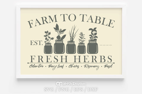 Farm To Table Svg, Herbs Svg, Farmhouse Svg, Market Signage Svg, Garden Svg SVG Artinrhythm shop 