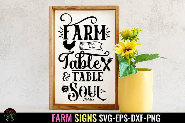 Farm to Table SVG I Farmhouse Sign SVG I Country Signs SVG SVG Happy Printables Club 